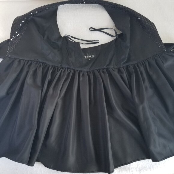 Nouveau Black Satin Halter Cocktail Wrap Dress Sequins SIZE 4 Evening Collection - Picture 16 of 16